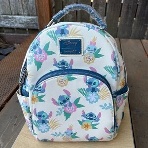 Disney X Loungefly Lilo & Stitch With Scrump Mini Backpack New In Cream and Blue